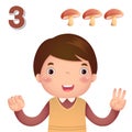 Learn number and counting with kidÃ¢â¬â¢s hand showing the number t